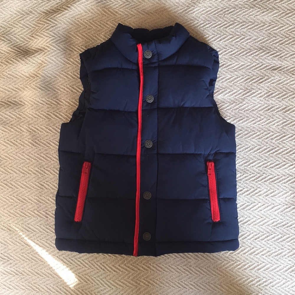 Janie and Jack navy blue and red puffer vest